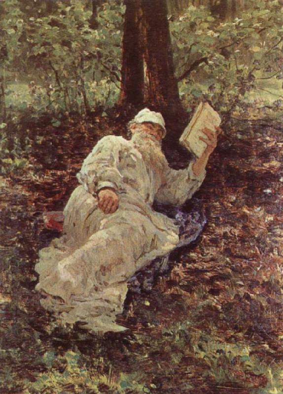 llya Yefimovich Repin Tolstoy Resting in the Wood France oil painting art
